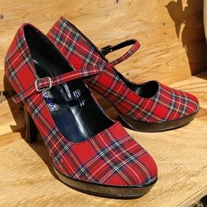 Red Plaid Heels